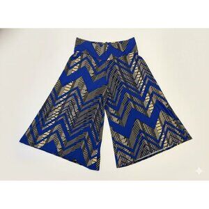 ASSA Navy & Black Chevron Palazzo Pants - Wide Leg Stretch Knit Trousers